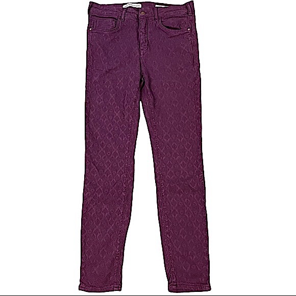 Pilcro & The Letterpress Script size 30 textured maroon skinny pants - Picture 3 of 16